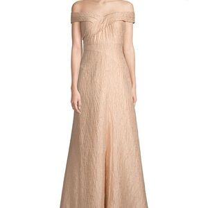 Aidan Mattox Strapless Cream  metallic Gown Size 10 Cotton